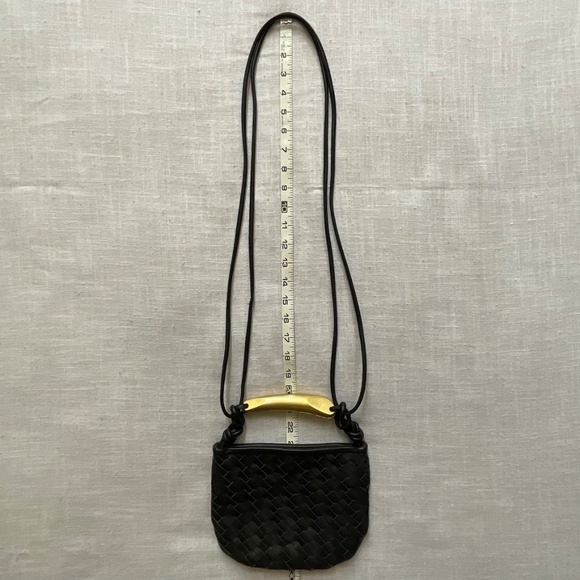 Walter Baker Hazel Black Woven Leather Crossbody Gold Handle Bag - Picture 9 of 12